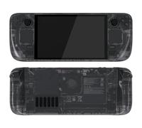 eXtremeRate Coque pour Steam Deck OLED Console avec Boutons,Coque Avant Plaque Arrière pour Steam Deck OLED et Boutons Remplacement-Noir Transparent(sans Console)