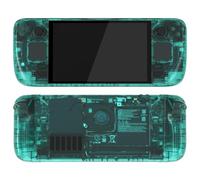 eXtremeRate Coque pour Steam Deck OLED Console avec Boutons,Coque Avant Plaque Arrière pour Steam Deck OLED et Boutons Remplacement-Vert Émeraude Transparent(sans Console)