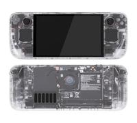 eXtremeRate Coque pour Steam Deck OLED Console avec Boutons,Coque Avant Plaque Arrière pour Steam Deck OLED et Boutons Remplacement-Transparent(sans Console)
