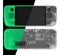 eXtremeRate Coque pour Steam Deck OLED Console avec Boutons,Coque Avant Plaque Arrière pour Steam Deck OLED et Boutons Remplacement-Vert Lumineux(sans Console)