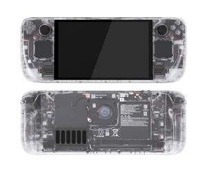 eXtremeRate Coque pour Steam Deck OLED Console avec Boutons,Coque Avant Plaque Arrière pour Steam Deck OLED et Boutons Remplacement-Transparent(sans Console)