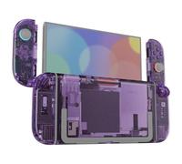 eXtremeRate Coque pour Switch 2 Joycon avec Ensemble Complet de Boutons & Coque Plaque Arrière pour Nintendo Switch 2,Accessoires de Remplacement DIY-Violet Transparent