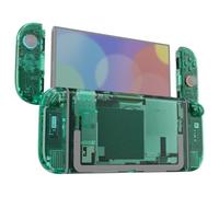 eXtremeRate Coque pour Switch 2 Joycon avec Ensemble Complet de Boutons & Coque Plaque Arrière pour Nintendo Switch 2,Accessoires de Remplacement DIY-Vert Émeraude Transparent