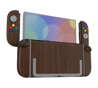eXtremeRate Coque pour Switch 2 Joycon avec Ensemble Complet de Boutons & Coque Plaque Arrière pour Nintendo Switch 2,Accessoires de Remplacement DIY-Grain de Bois