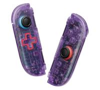 eXtremeRate Coque pour Switch Joycon 2 avec Boutons de Remplacement Complet,Accessoires pour Nintendo Switch 2 Joycon Plaque Avant/Arrière,Version D-Pad-Violet Transparent