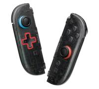 eXtremeRate Coque pour Switch Joycon 2 avec Boutons de Remplacement Complet,Accessoires pour Nintendo Switch 2 Joycon Plaque Avant/Arrière,Version D-Pad-Noir Transparent
