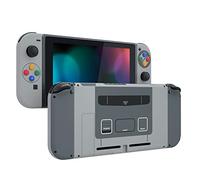 eXtremeRate Coque Remplacement avec Boutons Complete pour Nintendo Switch, Etui Motifs rétro avec Bouton pour Switch Console Joycons, Coque et Bouton Customisé pour NS SFC Snes Classique EU