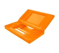 eXtremeRate Coque Remplacement Complète pour Nintendo DS Lite, Coque pour Nintendo DS Lite Console Portable avec Bouton de Remplacement Orange Transparent, Console Non Incluse