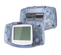 eXtremeRate Coque Série Transparente avec Boutons Cover Complete pour Gameboy Advance GBA, Compatible avec IPS et LCD Standard, Console et écran IPS Non Incluse-Bleu Glacier Transparent, Écran Blanc