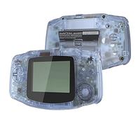 eXtremeRate Coque Série Transparente avec Boutons Cover Complete pour Gameboy Advance GBA, Compatible avec IPS et LCD Standard, Console et écran IPS Non Incluse-Bleu Glacier Transparent, Écran Noir