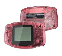 eXtremeRate Coque Série Transparente avec Boutons Cover Complete pour Gameboy Advance GBA, Compatible avec IPS et LCD Standard, Console et écran IPS Non Incluse-Rose Transparent, Écran Noir