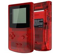 eXtremeRate Coque Série Transparente avec Boutons pour Gameboy Color GBC, Compatible avec GBC OSD IPS & Regular IPS & Standard LCD, Console et Écran Non Inclus-Rouge Transparent