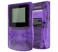eXtremeRate Coque Série Transparente avec Boutons pour Gameboy Color GBC, Compatible avec GBC OSD IPS & Regular IPS & Standard LCD, Console et Écran Non Inclus-Violet Transparent