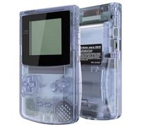 eXtremeRate Coque Série Transparente avec Boutons pour Gameboy Color GBC, Compatible avec GBC OSD IPS & Regular IPS & Standard LCD, Console et Écran Non Inclus-Bleu Glacier Transparent &Noir