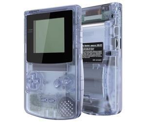 eXtremeRate Coque Série Transparente avec Boutons pour Gameboy Color GBC, Compatible avec GBC OSD IPS & Regular IPS & Standard LCD, Console et Écran Non Inclus-Bleu Glacier Transparent &Noir