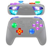 eXtremeRate DTFS LED Kit pour nintendo Switch Pro Manette, Boutons Lumineuses pour Manette Switch Pro Sticks Dpad ABXY ZR ZL L R Bouton Transparent, 9 Modes de Couleurs 6 Zones DIY Option