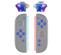 eXtremeRate Ensemble Complet de Boutons pour Switch Joycon 2 Accessoires -Touches Directionnelles ABXY/D-Pad/Boutons + - C Home Capture Release/Gâchettes L R ZL ZR, Caméléon Violet Bleu