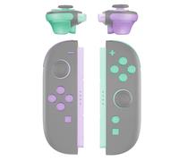 eXtremeRate Kit Complet de Boutons de Remplacement DIY pour Switch Joycon 2 Accessoires - Touches Directionnelles ABXY/D-Pad/Boutons + - C Home Capture Release/Gâchettes L R ZL ZR,Violet et Vert
