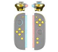 eXtremeRate Kit Complet de Boutons de Remplacement DIY pour Switch Joycon 2 Accessoires - Touches Directionnelles ABXY/D-Pad/Boutons + - C Home Capture Release/Gâchettes L R ZL ZR,Chromé Doré