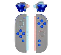 eXtremeRate Kit Complet de Boutons de Remplacement DIY pour Switch Joycon 2 Accessoires - Touches Directionnelles ABXY/D-Pad/Boutons + - C Home Capture Release/Gâchettes L R ZL ZR,Bleu Chromé