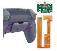eXtremeRate Kit de reprogrammation de montée programmable en Argent Sterling avec poignée caoutchoutée pour Manette PS5 BDM-030 040 050, Carte de Mise à Niveau, Coque arrière et Boutons arrière