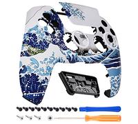 eXtremeRate Luna Coque Manette pour ps5 BDM-010/020/030/040/050/060,Façade pour ps5 Controller avec Pavé Tactile-La Grande Vague de Kanagawa