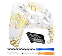 eXtremeRate Luna Coque Manette pour ps5 BDM-010/020/030/040/050,Façade pour ps5 Controller avec Pavé Tactile-The Great Golden Wave Off Kanagawa Blanc
