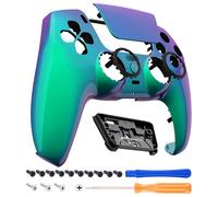 eXtremeRate Luna Coque pour ps5 Manette BDM-010/020/030/040/050,Façade Redessinée Remplacement avec Pavé Tactile pour ps5 Manette-Camaleonte Verde Viola