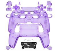 eXtremeRate Luna Coque Redessinée Complet Boutons Touchpad Cover pour ps5 Manette BDM-030/040/050,Étui de Replacement Custom Top Bottom Couvercle Shell pour ps5 Controller，Clair Violet Atomique