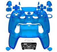 eXtremeRate Luna Coque Redessinée Complet Boutons Touchpad Cover pour ps5 Manette BDM-030/040/050,Étui de Replacement,Custom Replacement Top Bottom Couvercle Shell pour ps5 Controller,Clair Bleu