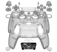 eXtremeRate Luna Coque Redessinée Complet Boutons Touchpad Cover pour ps5 Manette BDM-030/040/050,Étui de Replacement,Custom Replacement Top Bottom Couvercle Shell pour ps5 Controller,Clair Noir