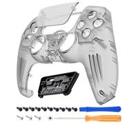 eXtremeRate Luna Coque Redessinée pour ps5 Manette BDM-010/020/030/040/050, Façade de Replacement Pavé Tactile Anneaux Boutons, Coque Shell Cover Pad pour ps5 Controller,Noir Clair