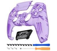 eXtremeRate Luna Coque Redessinée pour ps5 Manette BDM-010/020/030/040/050, Façade de Replacement Pavé Tactile Anneaux Boutons, Coque Shell Cover Pad pour ps5 Controller,Clair Violet Atomique