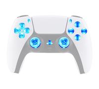 eXtremeRate Multi-Couleurs Lumineux Boutons pour ps5 Manette BDM-030/040/050, D-Pad Thumbstick Share Option Home Face 7 Couleurs 9 Modes, DTF V3 LED Kit pour ps5 Manette, Transparant