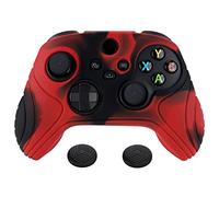 eXtremeRate PlayVital Coque Manette pour Xbox Series X/S-Édition Samouraï | Housse Protection pour Xbox Series X Accessoires Controller avec Capuchon Joystick Caps Grip Cover Silicone-Rouge&Noir