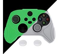 eXtremeRate PlayVital Coque Manette pour Xbox Series X/S Housse Protection pour Xbox Series X Accessoires Controller avec Capuchon Joystick Caps Grip Cover-Vert Phosphorescent,Édition Samouraï