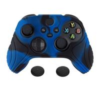 eXtremeRate PlayVital Coque Manette pour Xbox Series X/S Housse Protection pour Xbox Series X Accessoires Controller avec Capuchon Joystick Caps Grip Cover Silicone-Noir&Bleu,Édition Samouraï
