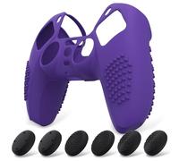 eXtremeRate PlayVital Coque pour ps5 Protection Manette Grip,Housse Silicone pour ps5 Controller Cover Skin avec Capuchon Joystick-Violet,Édition Cloutée 3D
