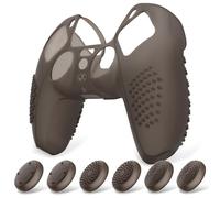 eXtremeRate PlayVital Coque pour ps5 Protection Manette Grip,Housse Silicone pour ps5 Controller Cover Skin avec Capuchon Joystick-Noir Transparent,Édition Cloutée 3D