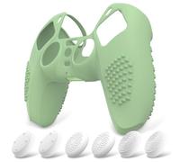 eXtremeRate PlayVital Coque pour ps5 Protection Manette Grip,Housse Silicone pour ps5 Controller Cover Skin avec Capuchon Joystick-Vert Matcha,Édition Cloutée 3D