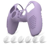eXtremeRate PlayVital Coque pour ps5 Protection Manette Grip,Housse Silicone pour ps5 Controller Cover Skin avec Capuchon Joystick-Mauve,Édition Cloutée 3D
