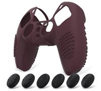 eXtremeRate PlayVital Coque pour ps5 Protection Manette Grip,Housse Silicone pour ps5 Controller Cover Skin avec Capuchon Joystick-Rouge,Édition Cloutée 3D