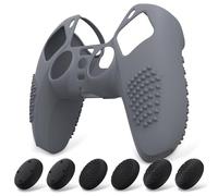 eXtremeRate PlayVital Coque pour ps5 Protection Manette Grip,Housse Silicone pour ps5 Controller Cover Skin avec Capuchon Joystick-Gris,Édition Cloutée 3D