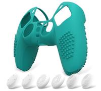 eXtremeRate PlayVital Coque pour ps5 Protection Manette Grip,Housse Silicone pour ps5 Controller Cover Skin avec Capuchon Joystick-Vert Clair,Édition Cloutée 3D