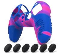 eXtremeRate PlayVital Coque pour ps5 Protection Manette Grip,Housse Silicone pour ps5 Controller Cover Skin avec Capuchon Joystick-Rose & Violet & Bleu,Édition Cloutée 3D