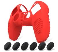 eXtremeRate PlayVital Coque pour ps5 Protection Manette Grip,Housse Silicone pour ps5 Controller Cover Skin avec Capuchon Joystick-Rouge Passion,Édition Cloutée 3D