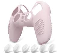 eXtremeRate PlayVital Coque pour ps5 Protection Manette Grip,Housse Silicone pour ps5 Controller Cover Skin avec Capuchon Joystick-Rose,Édition Cloutée 3D