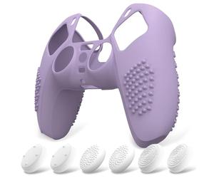 eXtremeRate PlayVital Coque pour ps5 Protection Manette Grip,Housse Silicone pour ps5 Controller Cover Skin avec Capuchon Joystick-Mauve,Édition Cloutée 3D