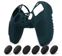 eXtremeRate PlayVital Coque pour ps5 Protection Manette Grip-Vert | Housse Silicone pour ps5 Controller Cover Skin avec Capuchon Joystick,Édition Cloutée 3D