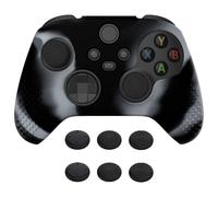 eXtremeRate PlayVital Coque pour Xbox Series X Manette,Housse Protection Silicone avec Capuchon Joystick pour Xbox Series X/S Controller Skin Accessoires-Noir & Gris,Édition Cloutée 3D